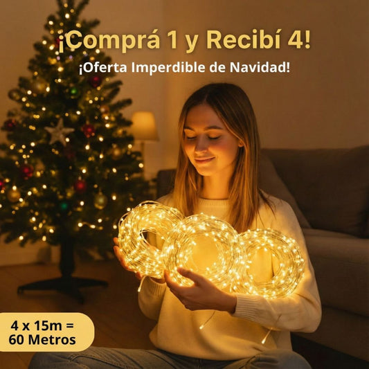 🔥Nueva Luz Mágica Premium Navideña - Comprá 1 y Recibí 4 Rollos de 15 m Con 800 Leds ¡Oferta Black Friday!